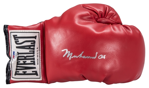 Muhammad Ali Autographed Red Everlast Boxing Glove (PSA/DNA)